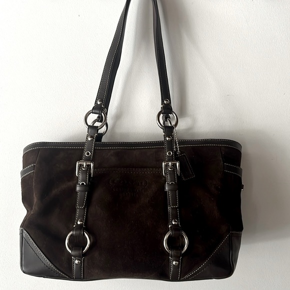 Coach East Gallery shoulder bag in suede leather, brown, Y2K, boho - Picture 1 of 17